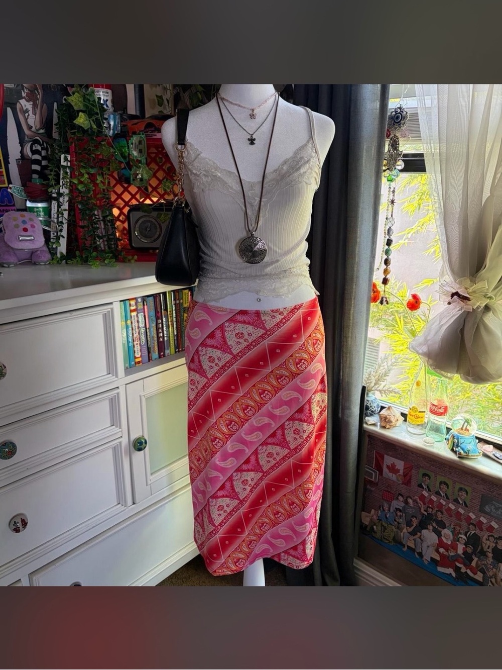 Women’s Pink Paisley Midi Skirt